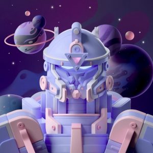 A MekaVerse robot in the high-res background