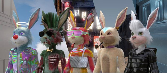 FLUF World NFT 3D rendered bunnies invading the metaverse