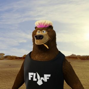 Party Bear in a desert background