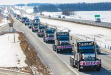 Hundreds of trucks march to the capital in protest to the government