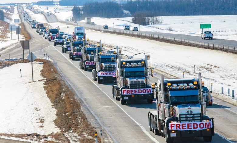 Hundreds of trucks march to the capital in protest to the government