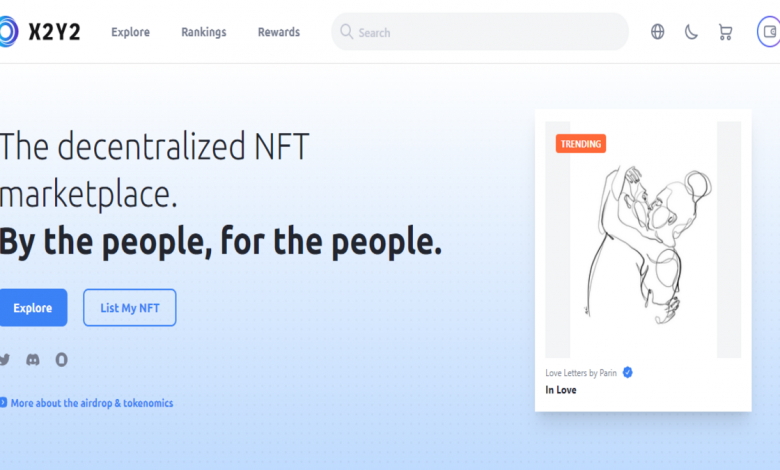 X2Y2 NFT Marketplace homepage