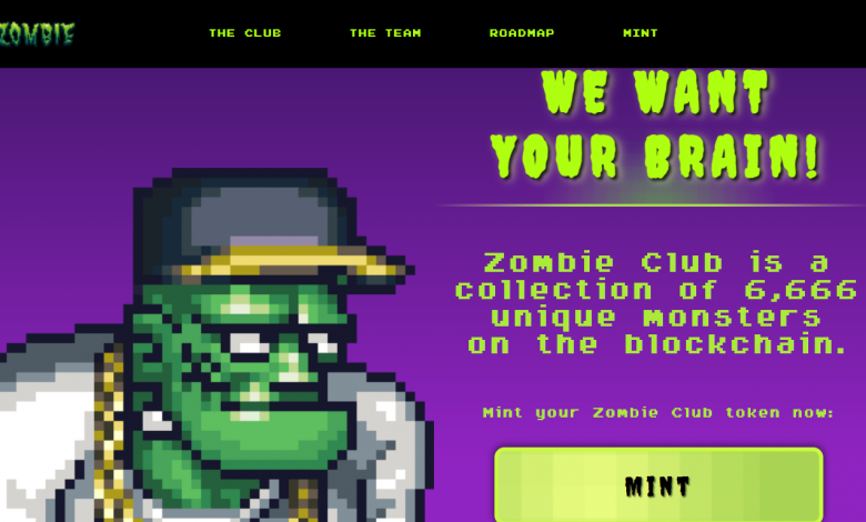ZombieClub NFT homepage