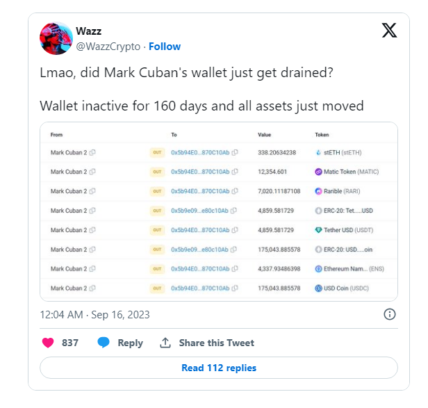 Lmao, did Mark Cuban's wallet just get drained