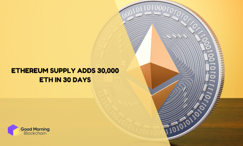 Ethereum Supply Adds 30,000 ETH In 30 Days